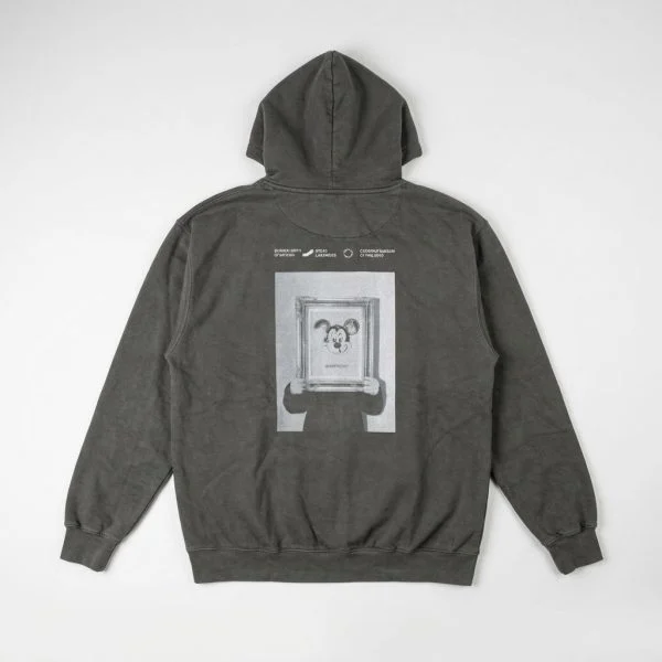 shirt_m7 ბენქსის გრაფიტი, მიკი მაუსი, ნაცრისფერი